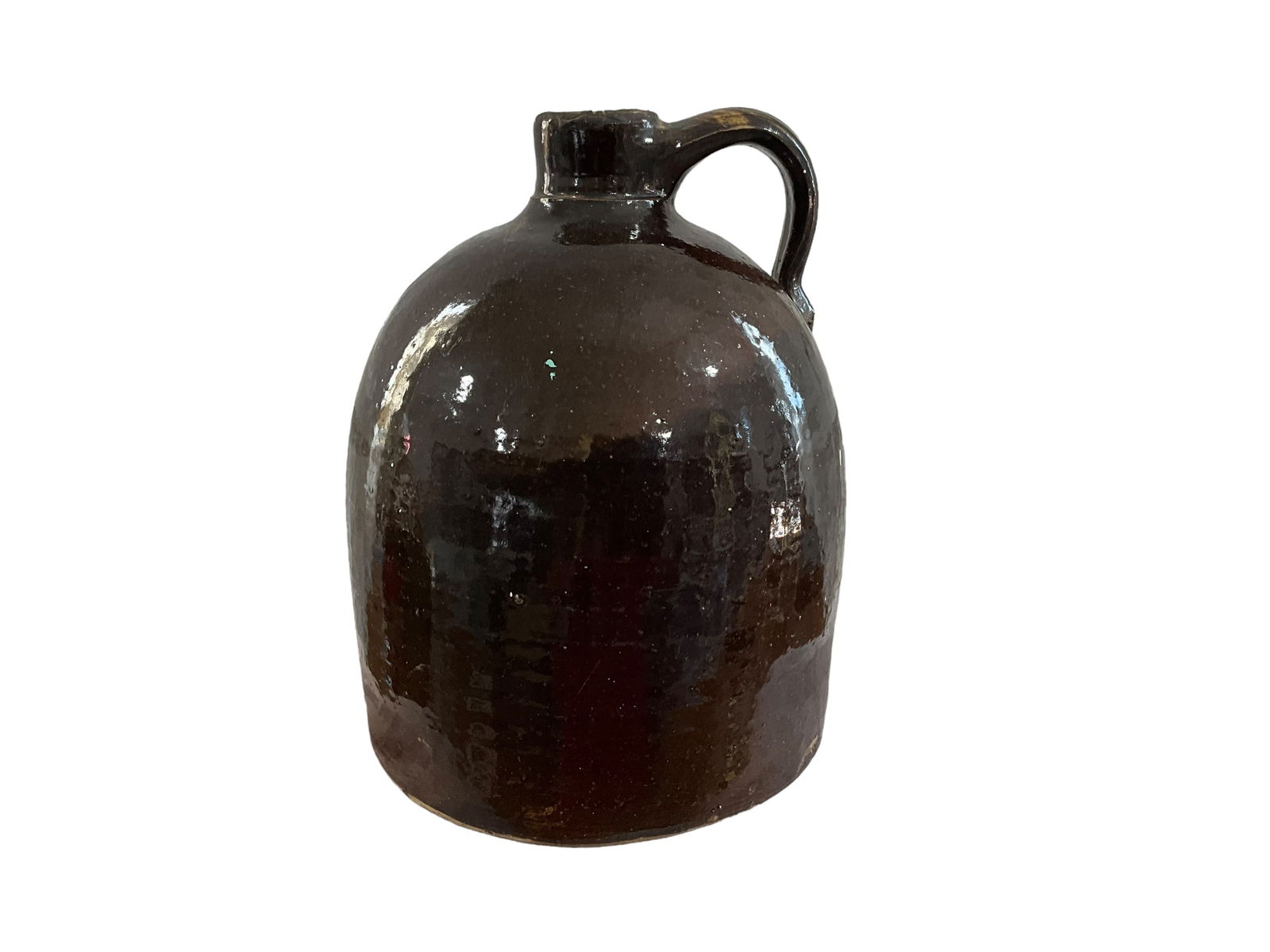 Vintage Stoneware Whiskey Jug: Good condition. Measures 10 inches tall.
