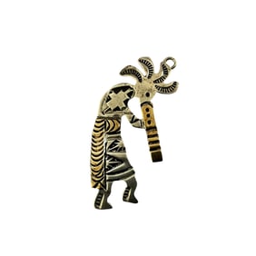 Navajo Sterling Silver 14K Gold Kokopelli Pendant