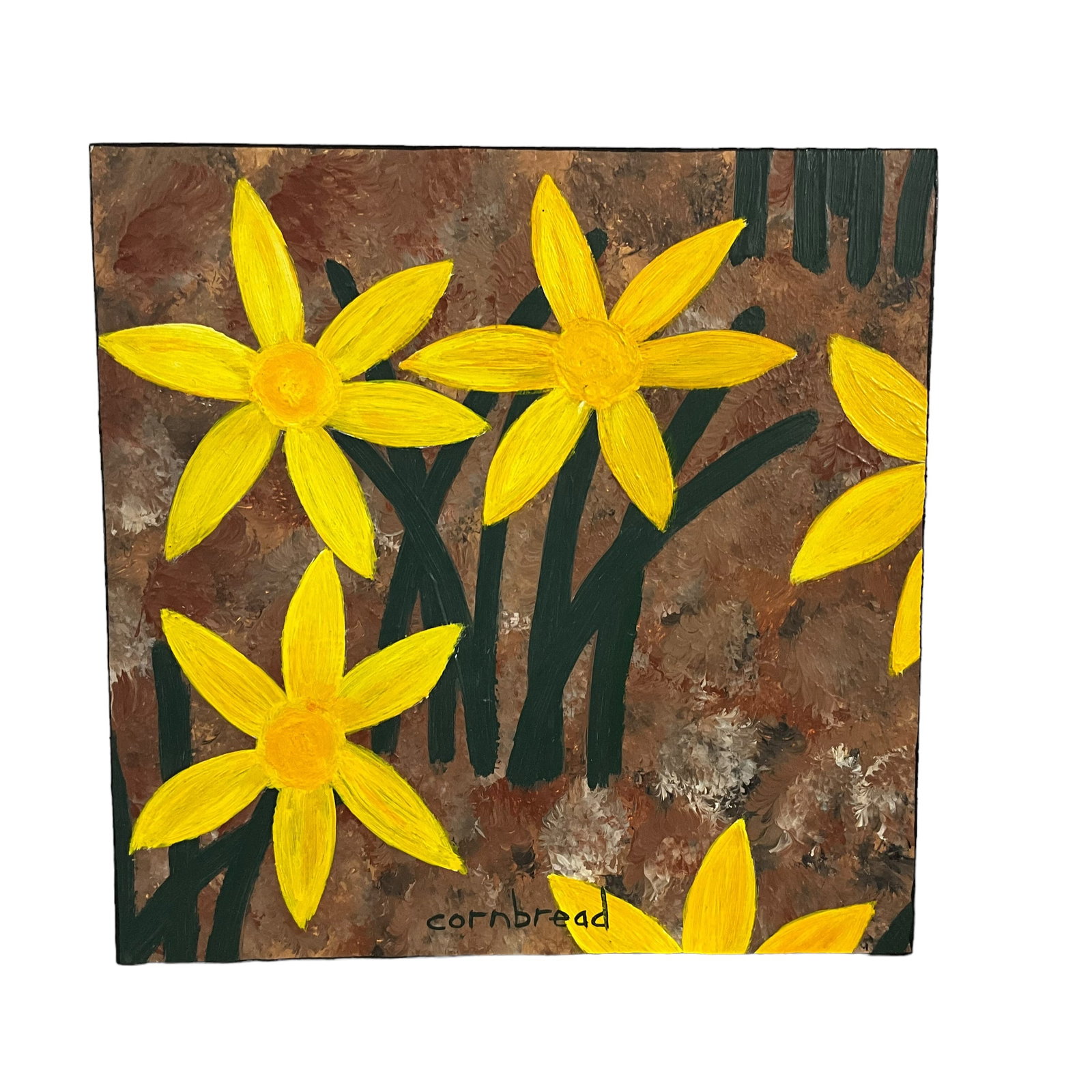 John CORNBREAD Anderson Daffodils Outsider Art Painting: Measures 12 x 12 inches. Mint condition.