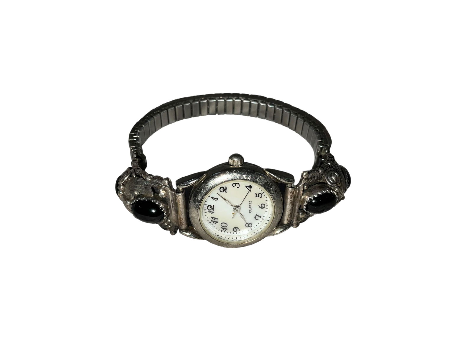 Sterling Silver Navajo Sampson Yazzie Black Onyx Watch (1 of 6)