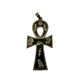 Egyptian Sterling Silver Black Ankh Symbol of Life Cross Pendant
