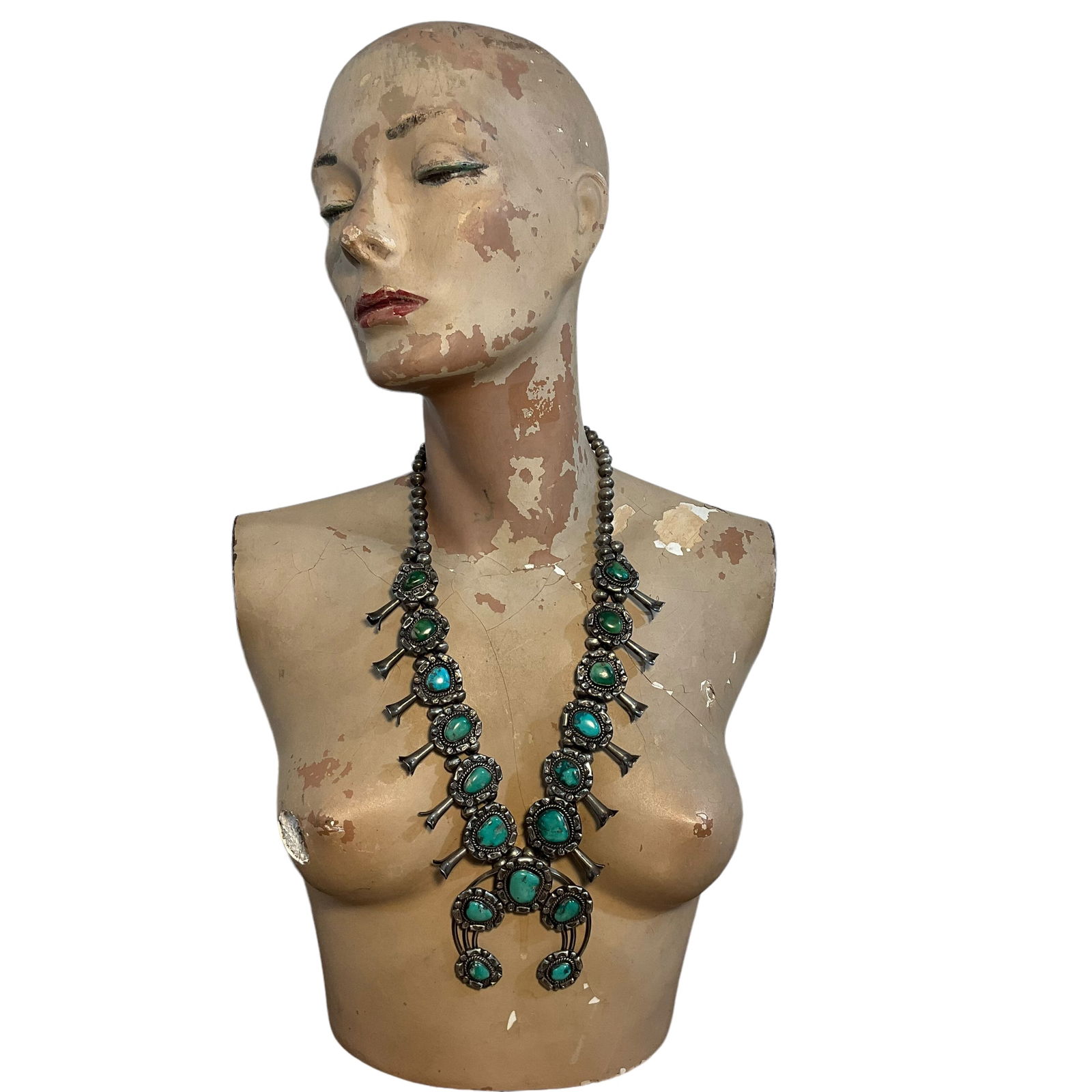 Vintage Sterling Silver Navajo Turquoise Squash Blossom (1 of 11)