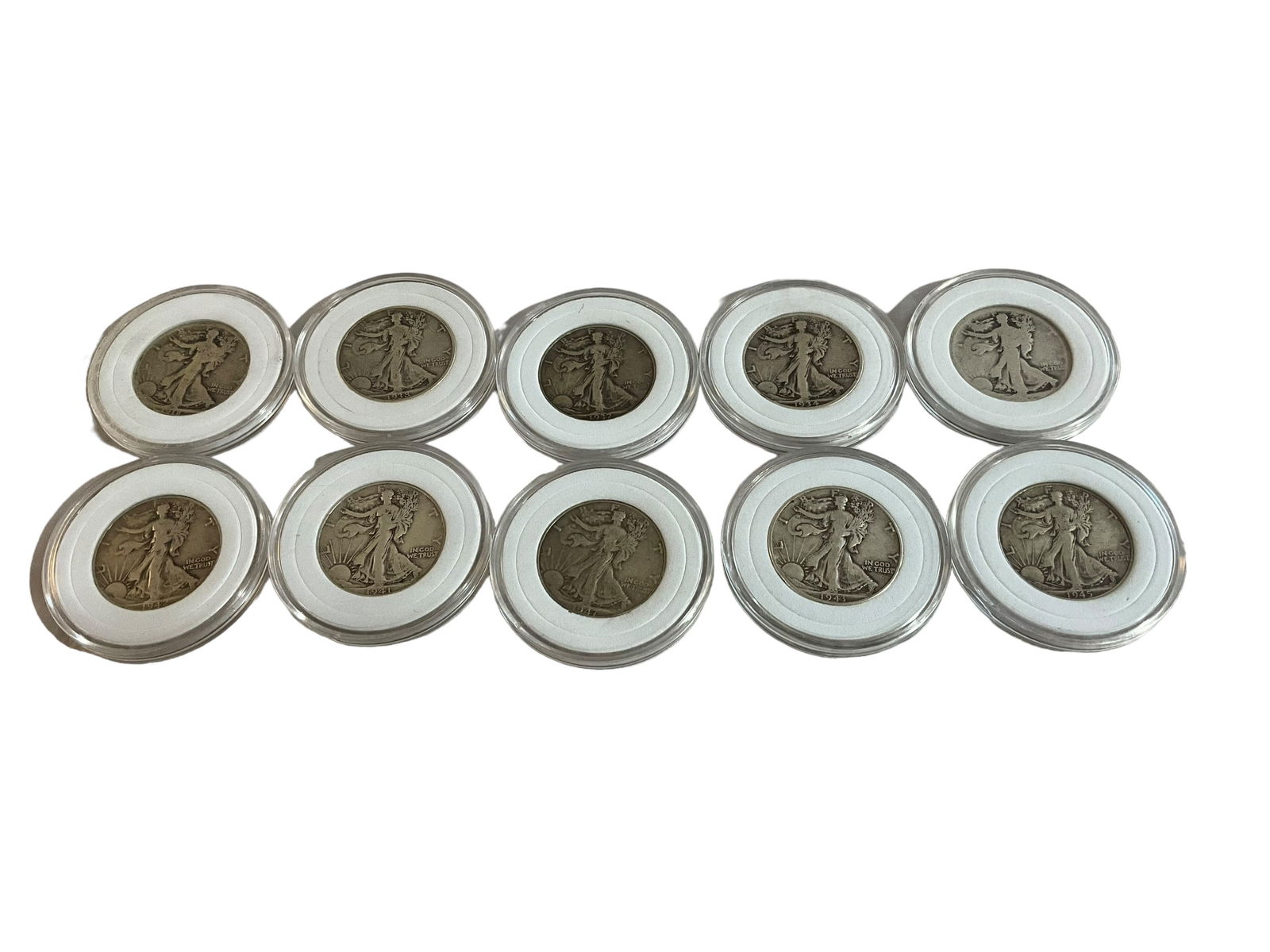 Lot Of 10 USA Walking Liberty Half Dollar Coins 30-40’s (1 of 4)