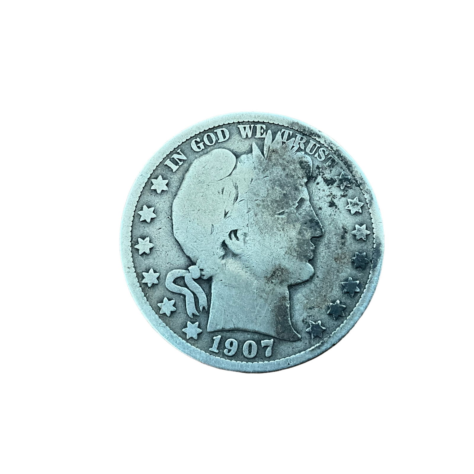 USA 1907 Barber Half Dollar Coin (1 of 2)