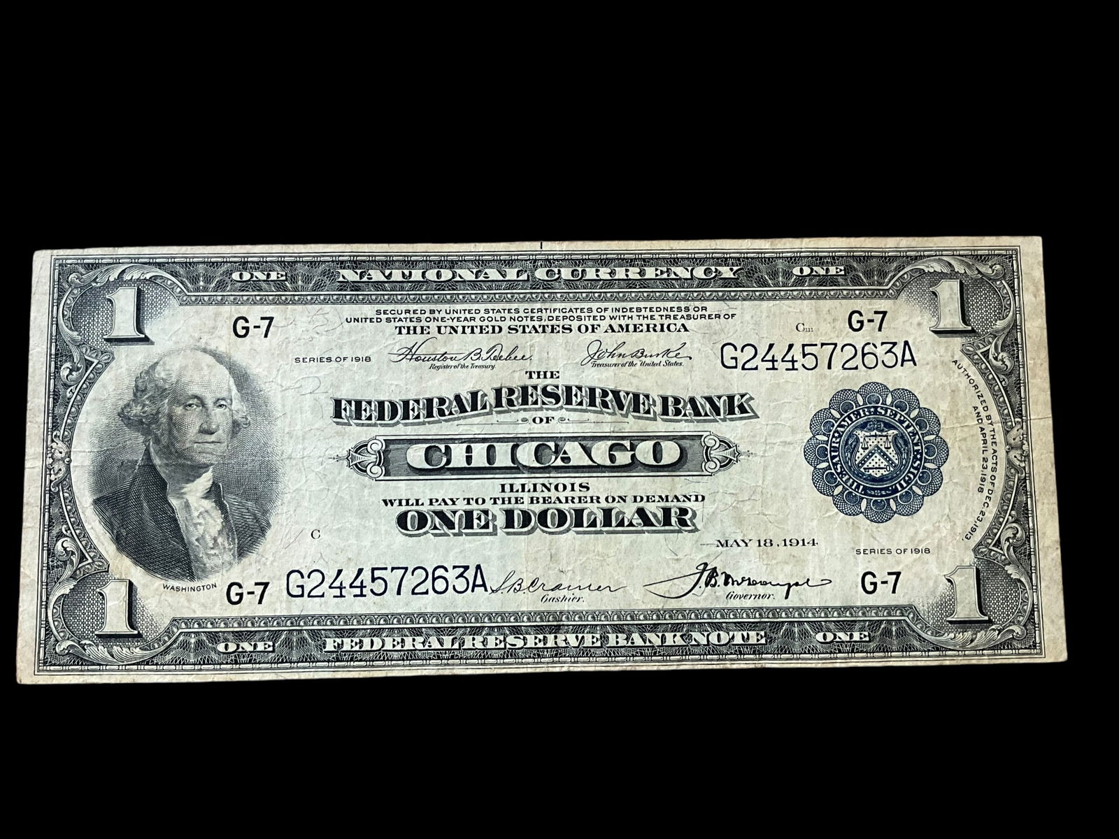 1914 $1 Federal Reserve Bank Chicago Currency Note (1 of 2)