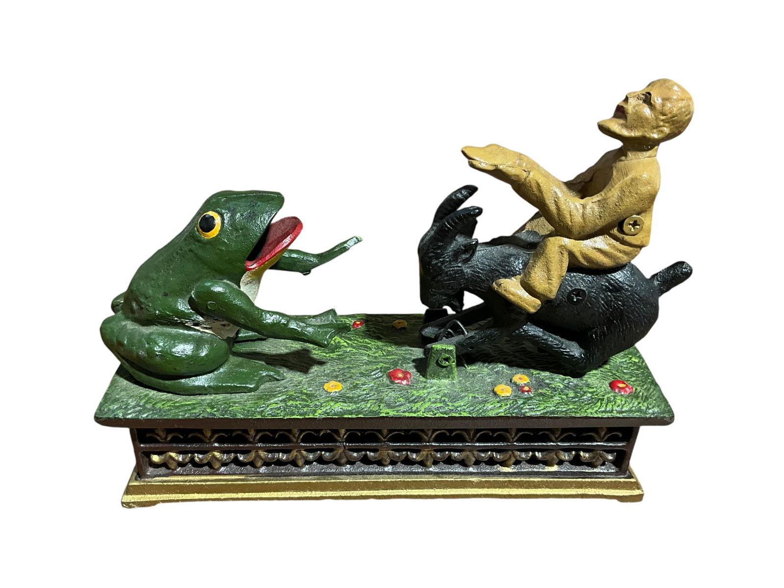 Goat Frog & Old Man Cast Iron Mechanical Bank (1 of 3)