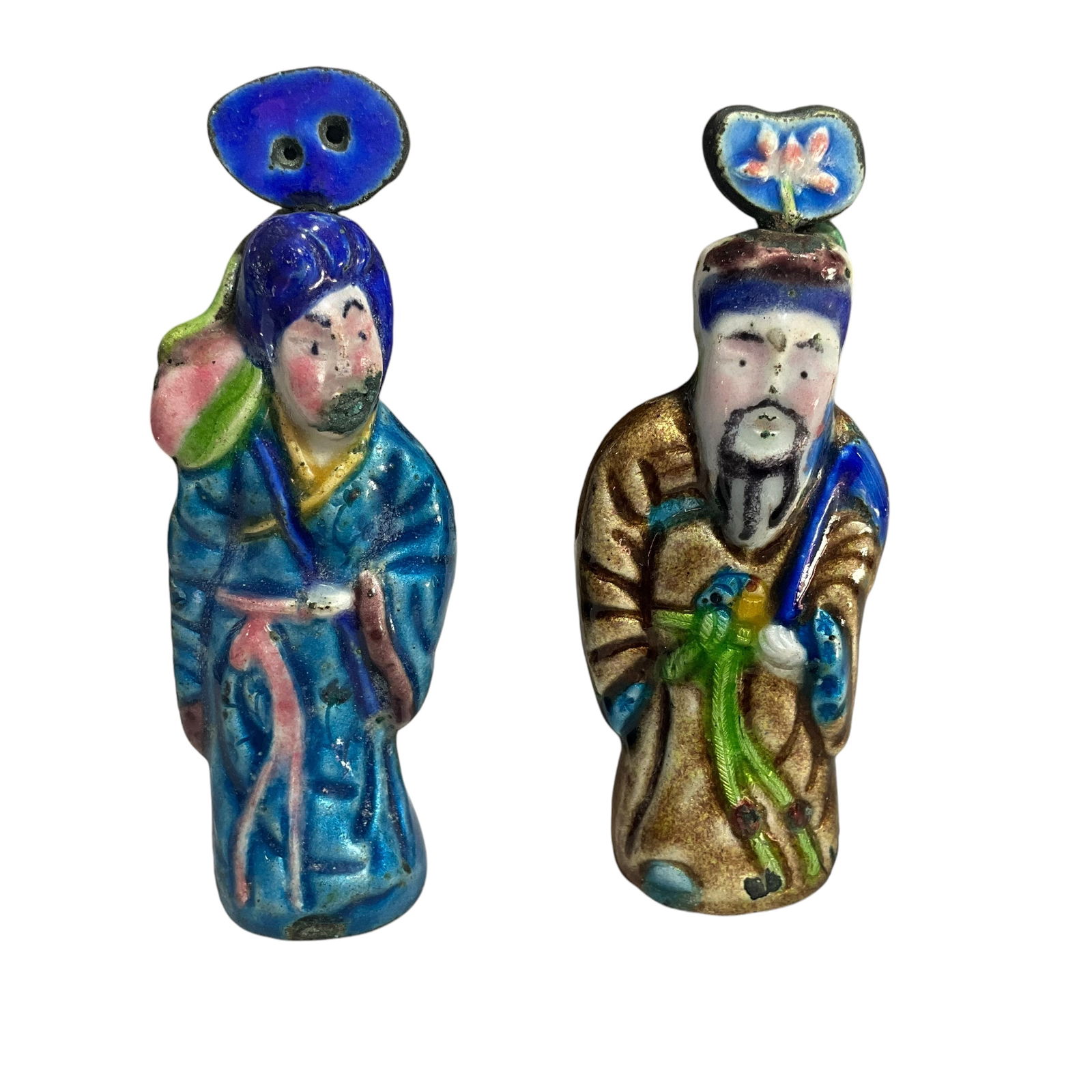 Pair Copper Cloisonné Enamel Chinese Snuff Bottles