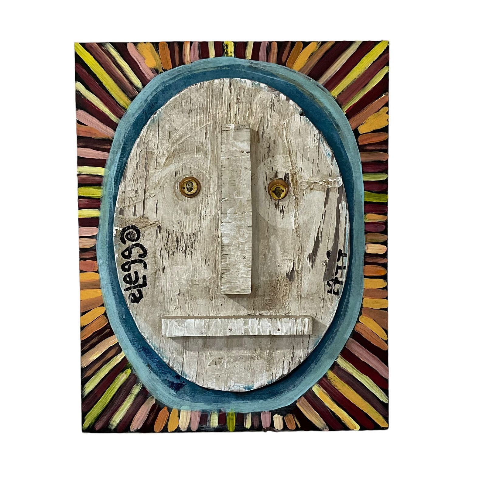 ELEGGE Large Folk Art Painting / 3 Stooges Eyes (1 of 3)