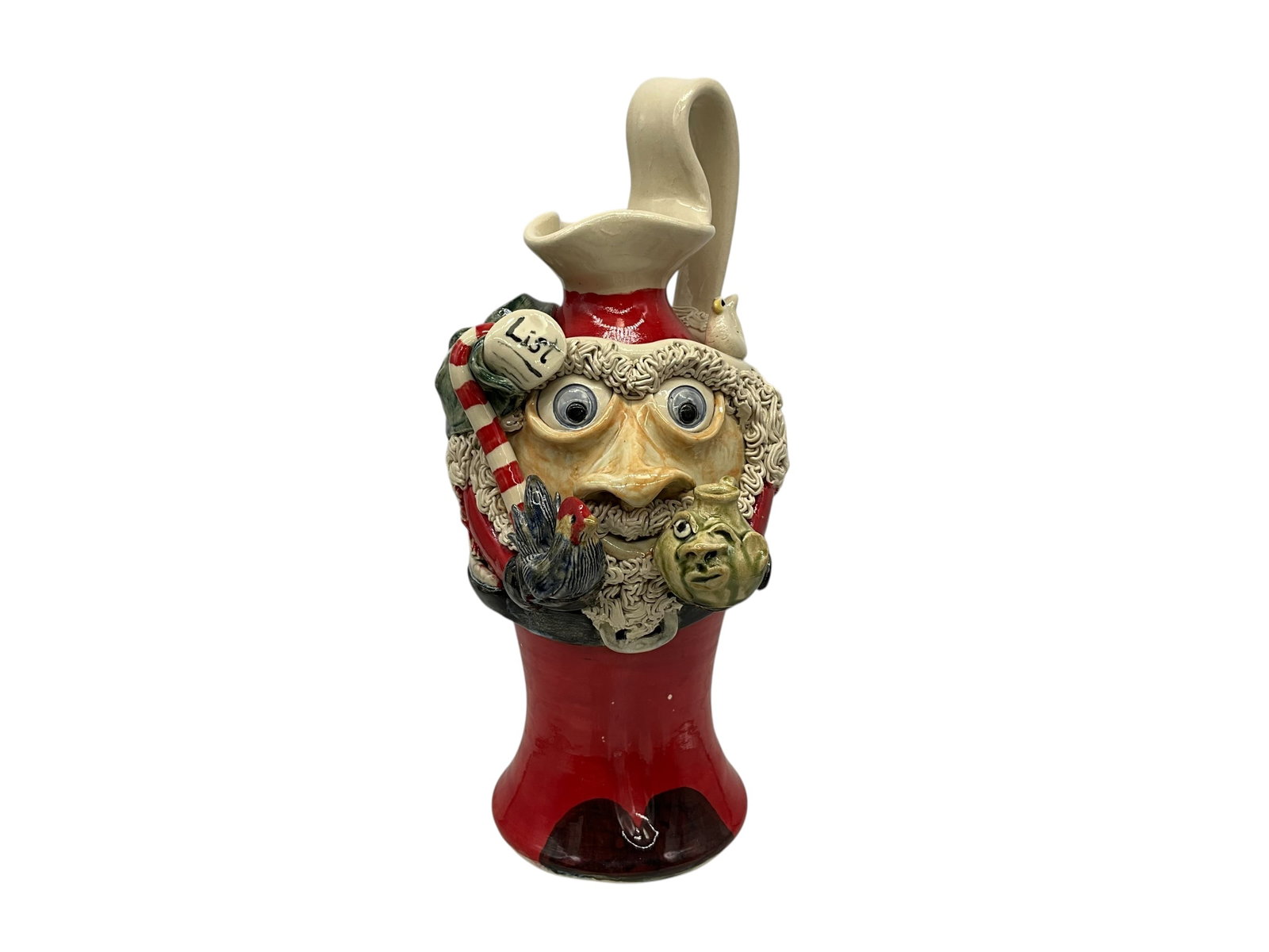 Steve Turpin Face Jug Rooster Santa Claus (1 of 6)