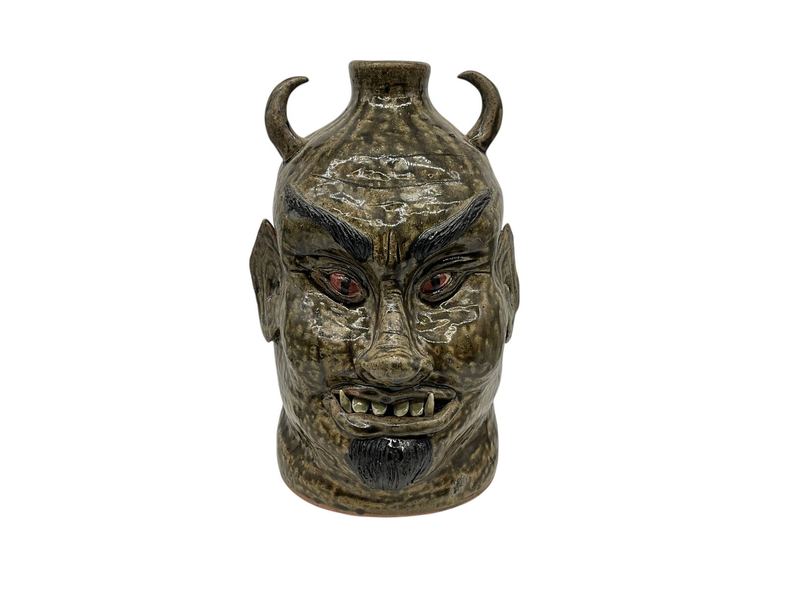 Awesome Red Eyed Devil Face Jug by Wilford Dean (1 of 6)