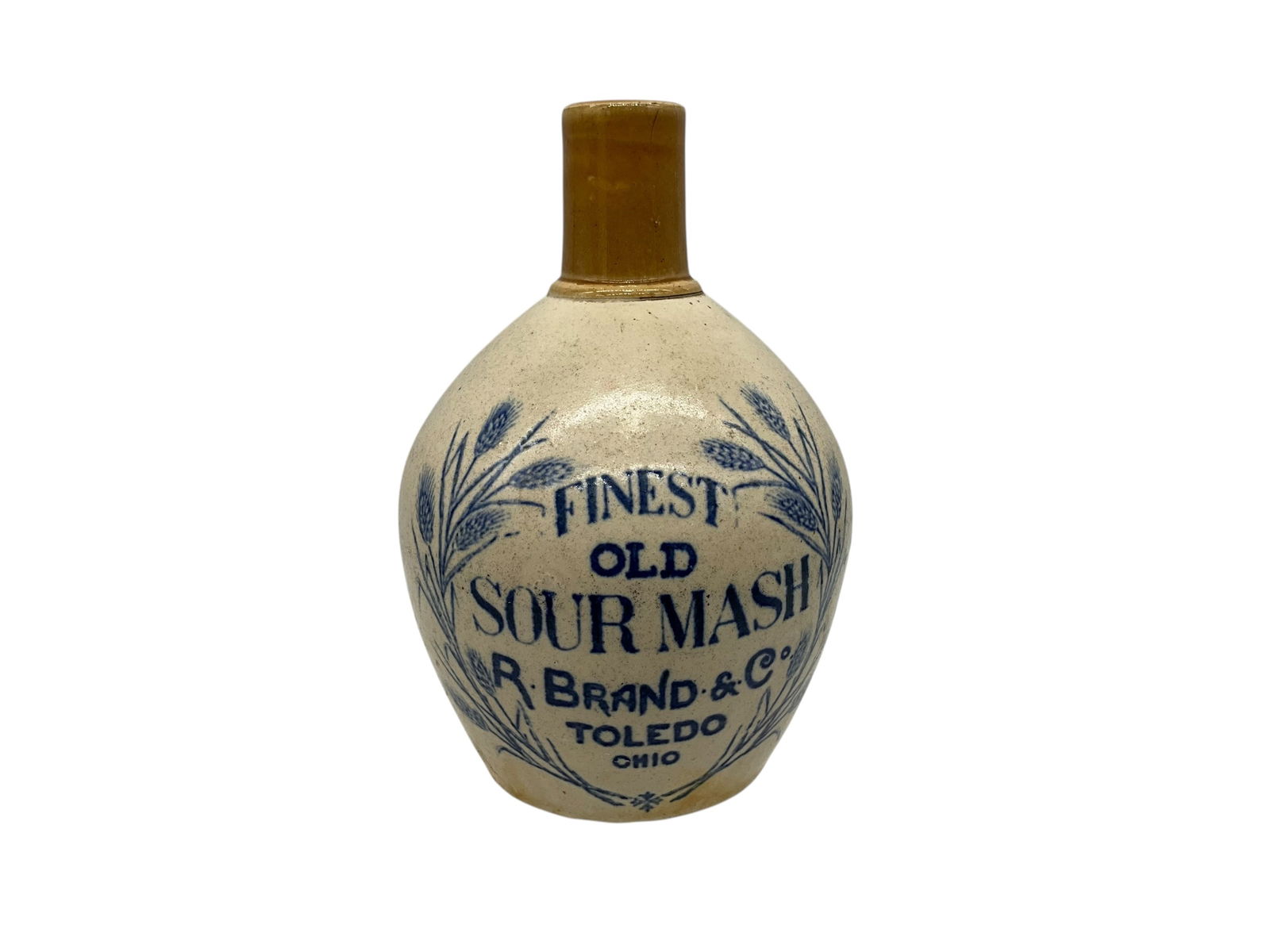 R. Brand & Co. Old Sour Mash Pottery Bottle (1 of 2)