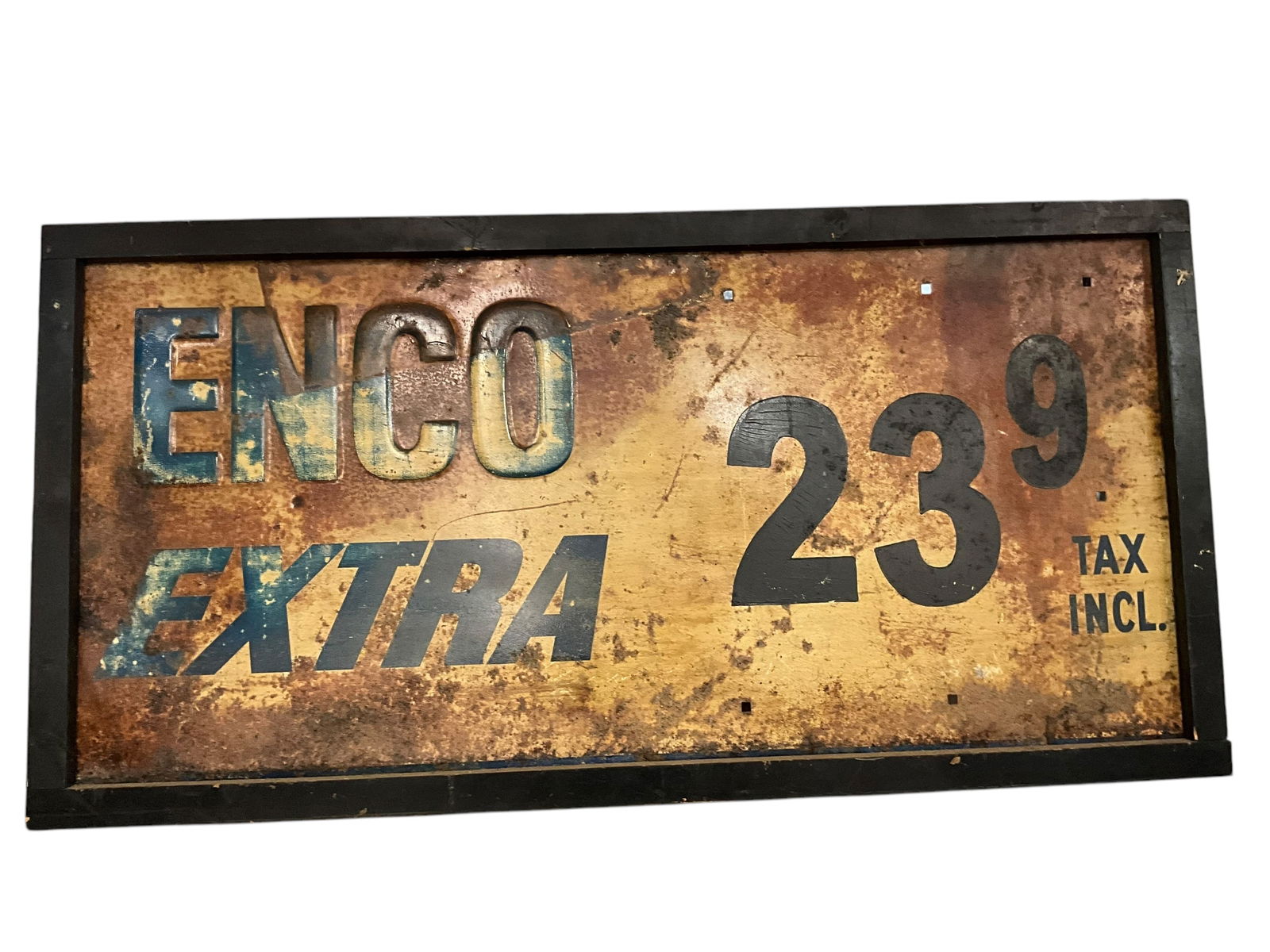 Vintage Authentic Embossed ENCO EXTRA Metal Gas Price Sign (1 of 4)