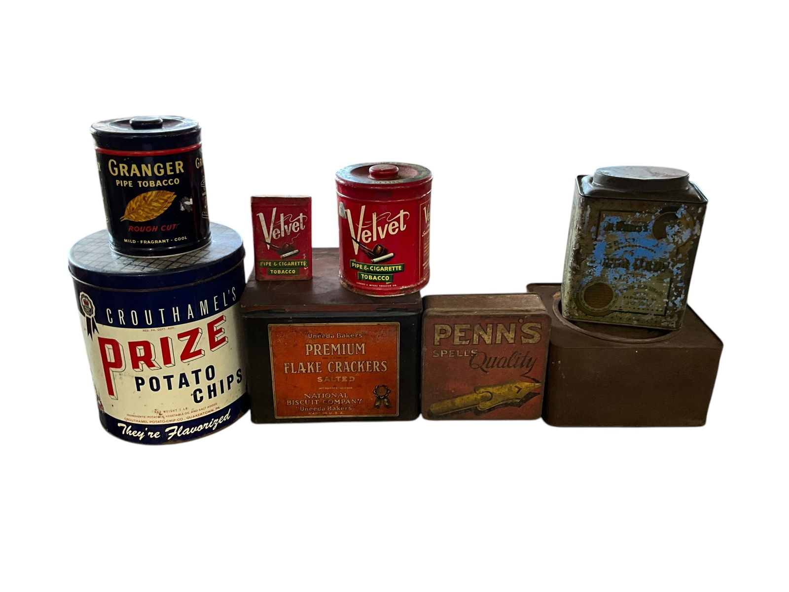 Lot Of 8 Misc Advertising Tins Large & Small (1 of 1)