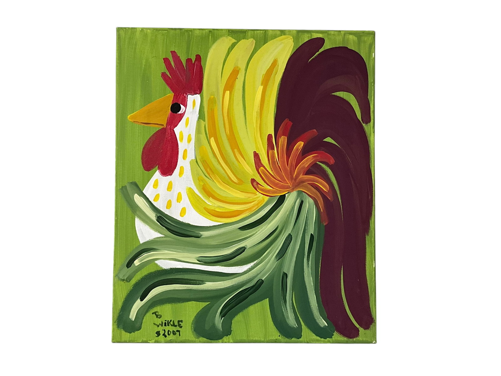Barbara Wikle Folk Art Rooster Painting (1 of 1)