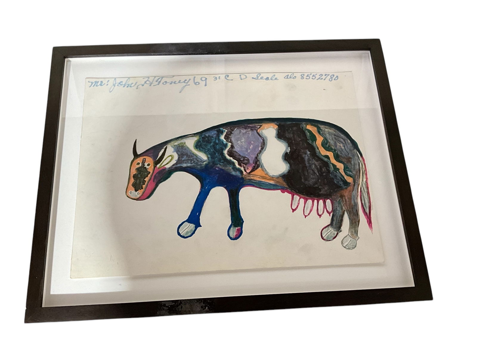 John Toney Outsider Art Multi Colored Cow (1 of 1)