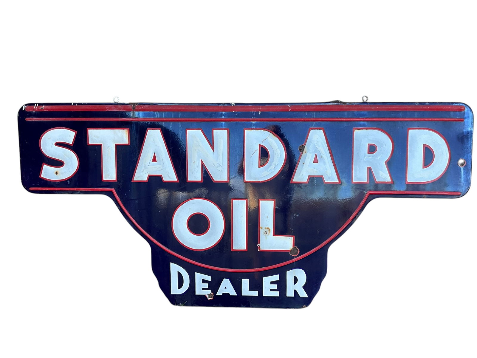 Original 7 Foot STANDARD OIL Dealer Sign Porcelain Embossed Gas Sign (1 of 11)