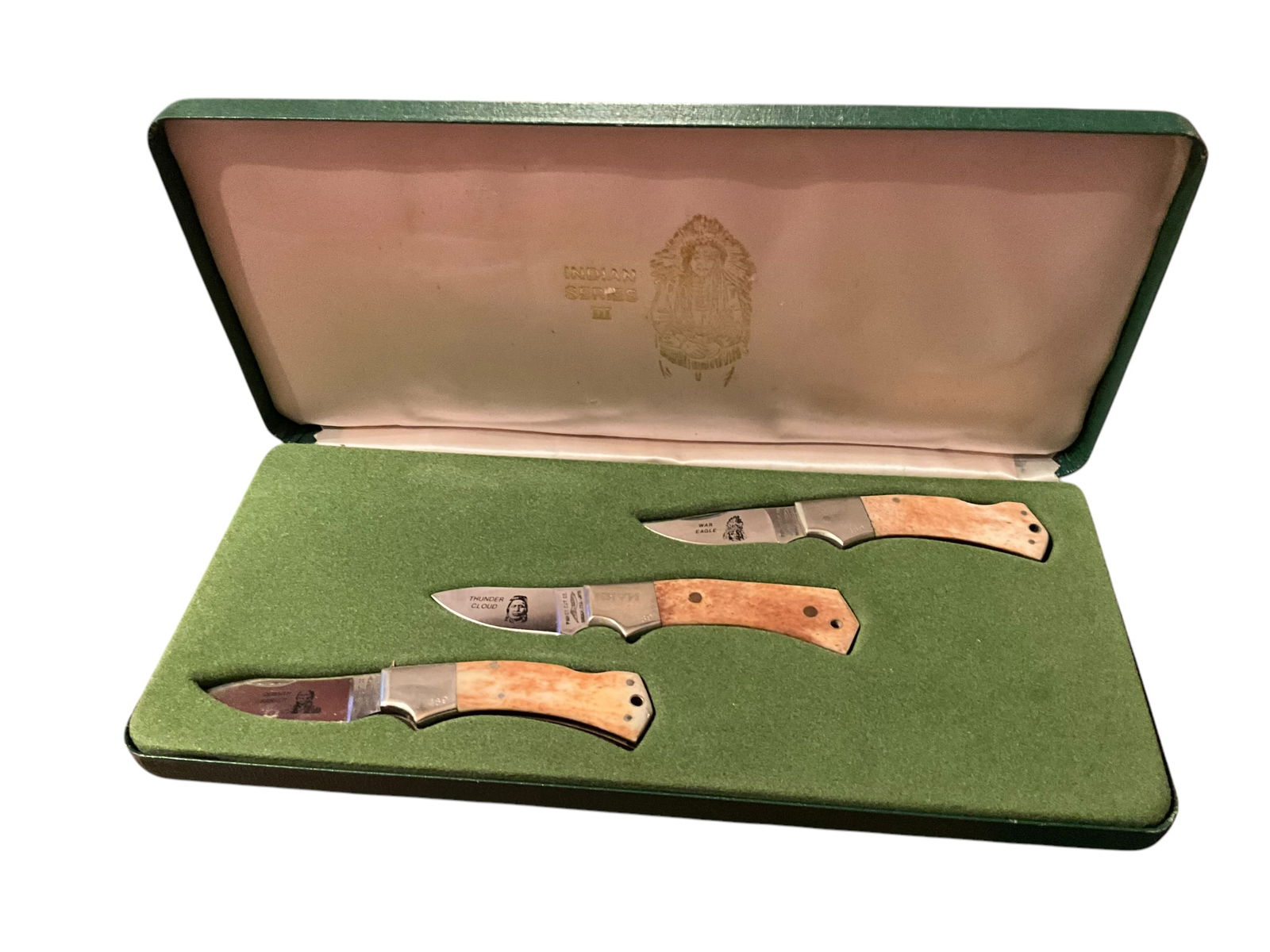 Parker Cutlery Indian Series Three Knife Set Series lll In Case (1 of 5)