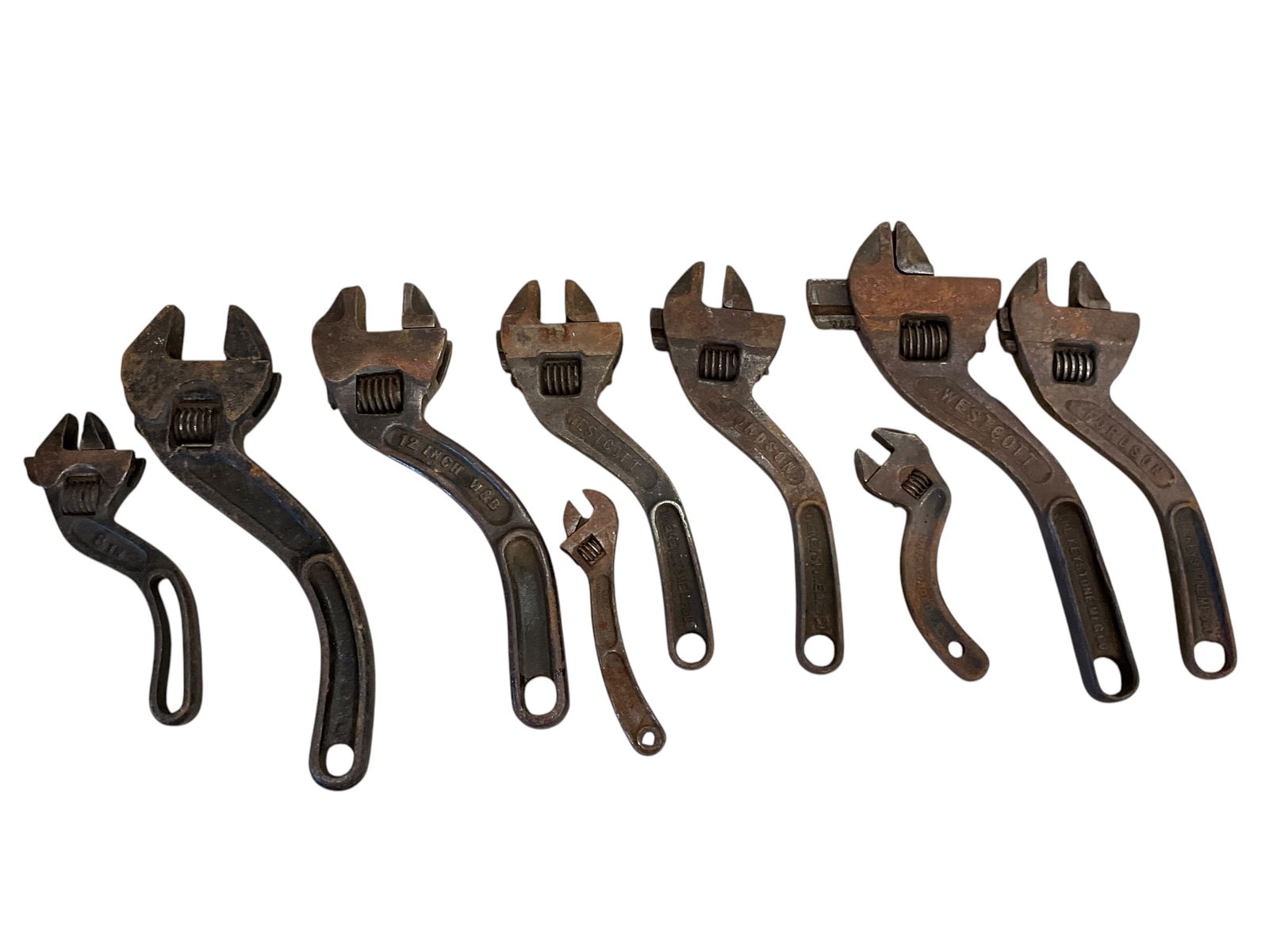 Lot Of 9 Misc Bent Handle Adjustable Wrenches (1 of 3)