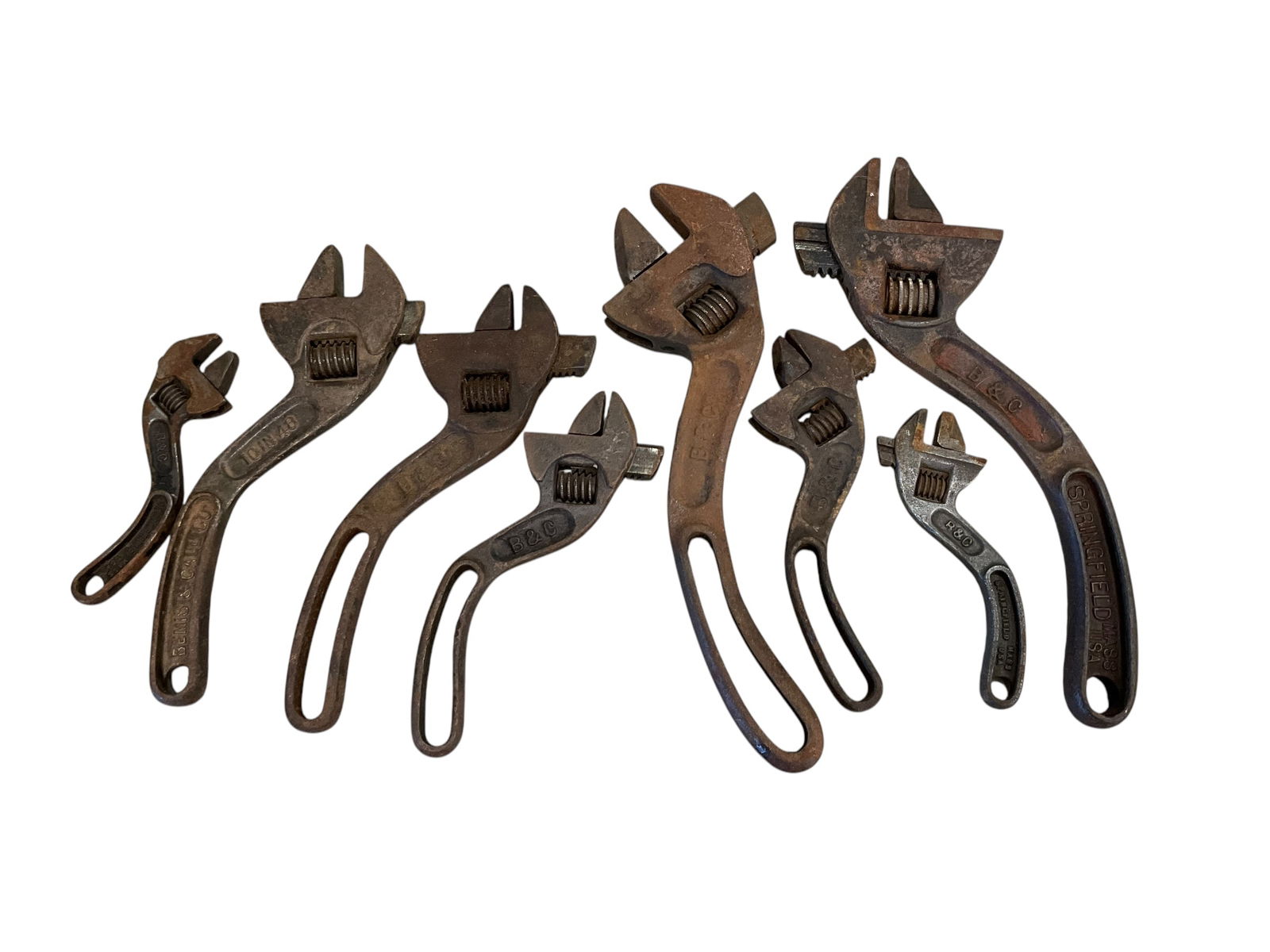 Lot Of 8 B & C Bent Handle Adjustable Wrenches (1 of 3)