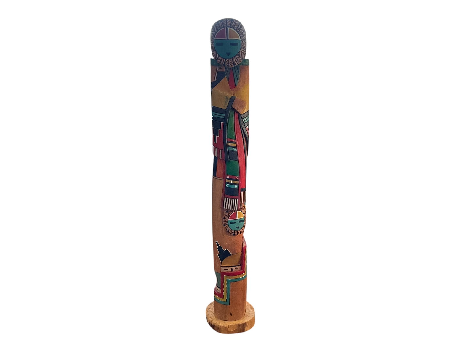 Jarvis Yazzie Hopi Carved Surface Kachina: Excellent condition. Signed on bottom. Stands 22 inches tall and 4 inches wide at the base.