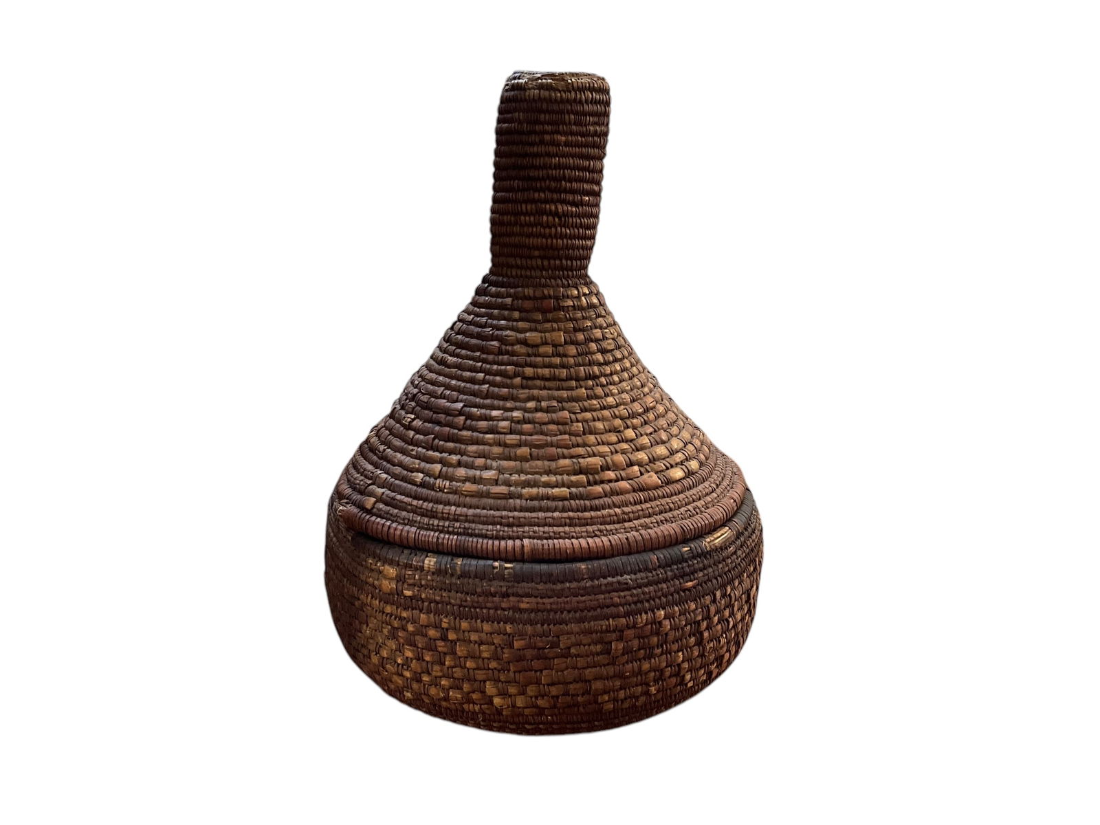 Unusual Hand Woven Lidded Basket (1 of 3)