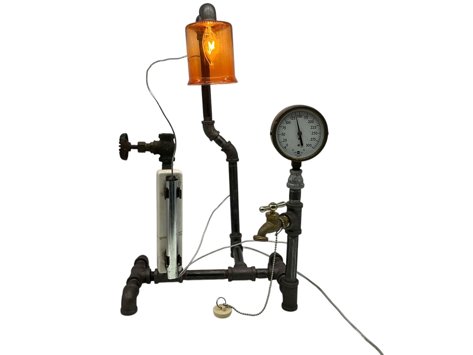 Funky Artist Made Steampunk Metal Pipe Table Lamp (1 of 2)
