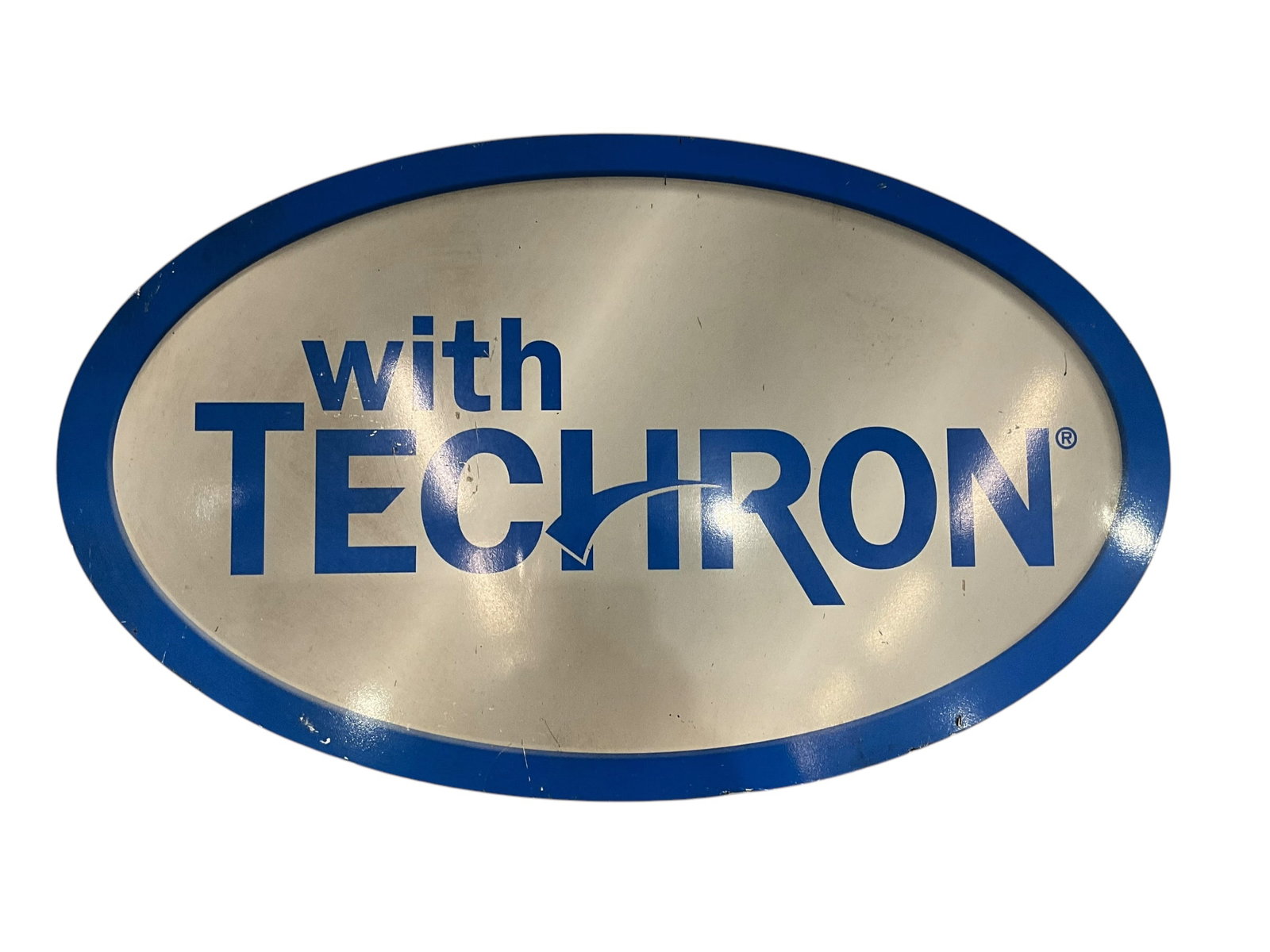 Chevron Techron “with Techron” Gas Station Metal Sign: 36 1/2 x 22 inches. Used condition. See photos
