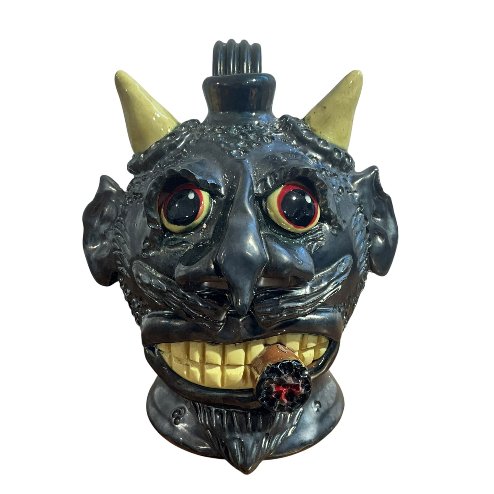 Nolde Forest Pottery 2022 LUCIFER Wesley Muckey Devil Face Jug (1 of 3)