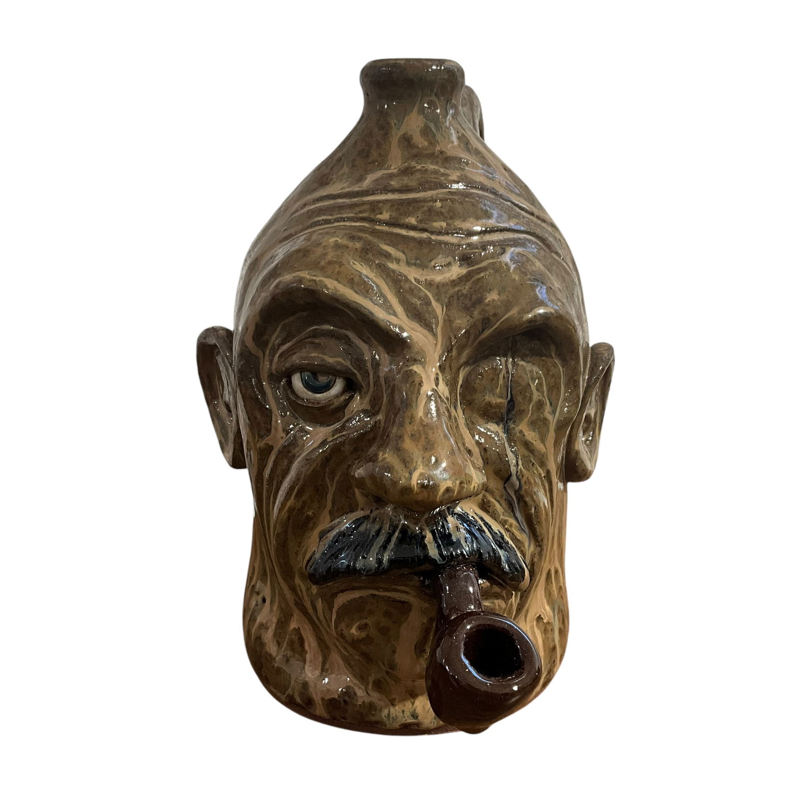 Unsigned Lolly Lynn Pipe Smoking Face Jug (1 of 5)