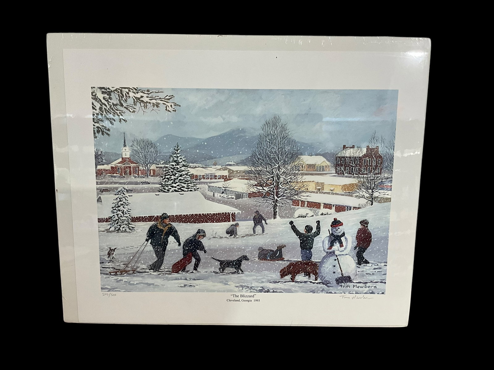 Tom Mewborn THE BLIZZARD CLEVELAND GA Signed Print: Signed and numbered 320/500. Still sealed. Print measures 20 x 16 inches.