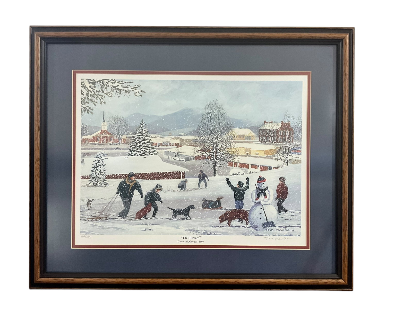 Tom Mewborn THE BLIZZARD/CLEVELAND GA 1993 Signed Print: Matted and framed. Signed & #479/500. Frame measures 25 x 20.50 inches.