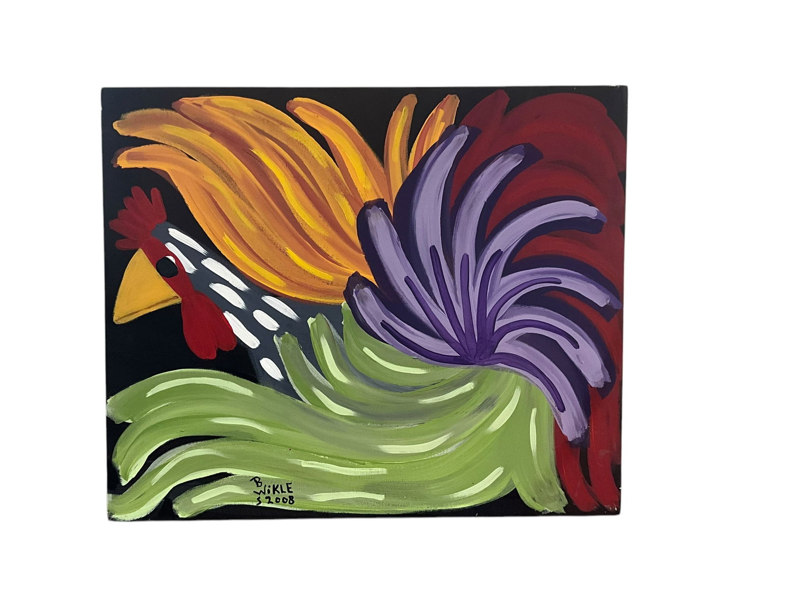 Barbara Wikle Folk Art Rooster Painting (1 of 1)