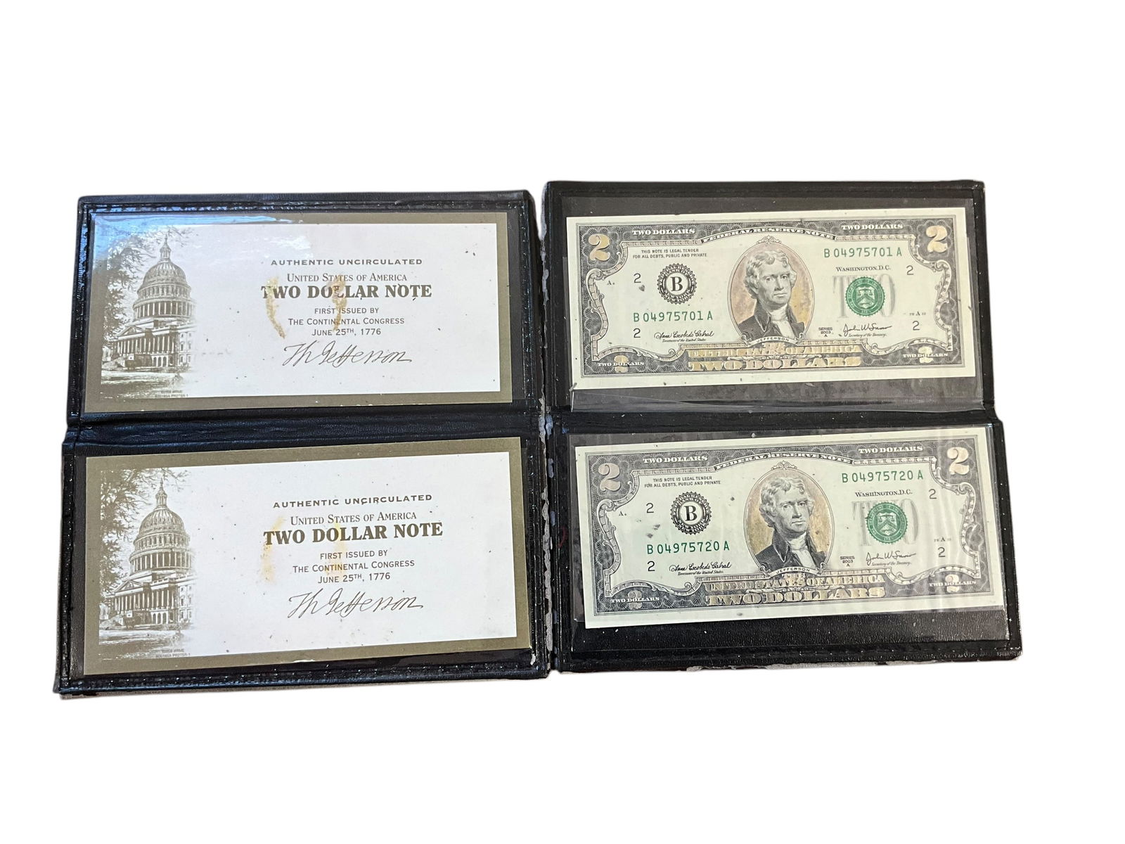 2003A Pair Uncut Sheet $2 Bills Uncirculated (1 of 2)