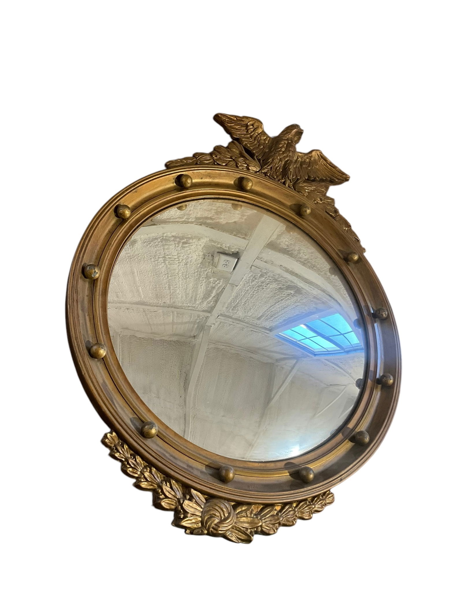 Vintage Federal Eagle Giltwood Convex Mirror (1 of 4)