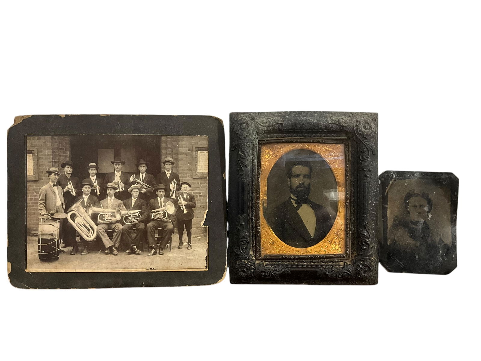 Lot Of 3 Antique Photos / 2 Tin Type + 1 (1 of 2)