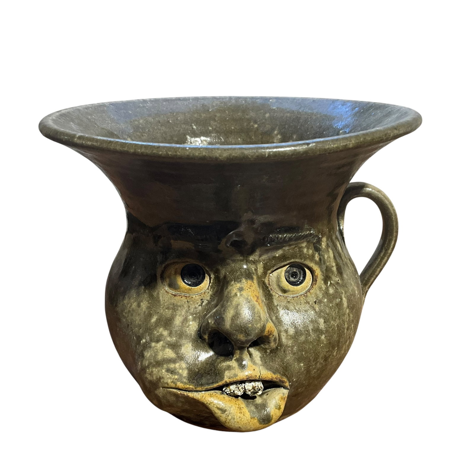 Michael & Melvin Crocker Rock Tooth Face Jug Spittoon 1997: Mint condition. 6 inches tall.