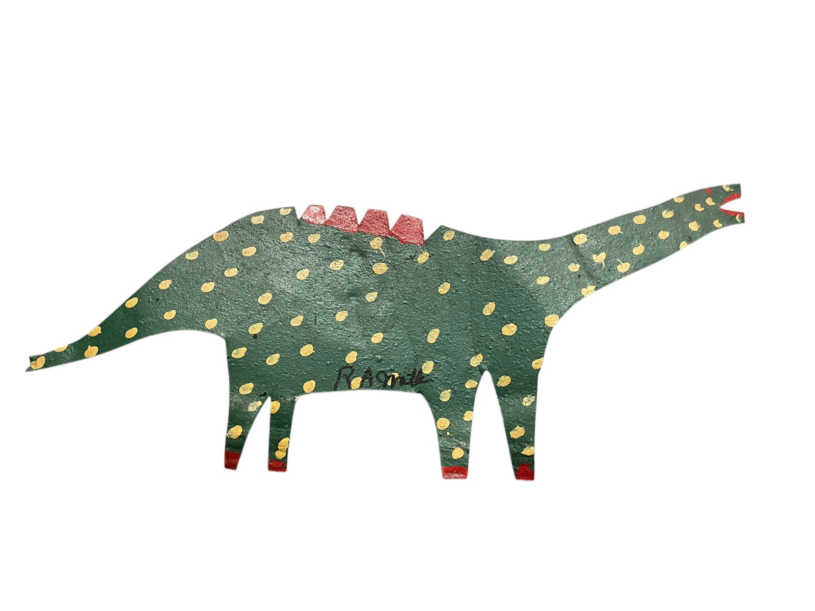 R.A. Miller Folk Art Signed Dinosaur Metal Cut Out (1 of 2)