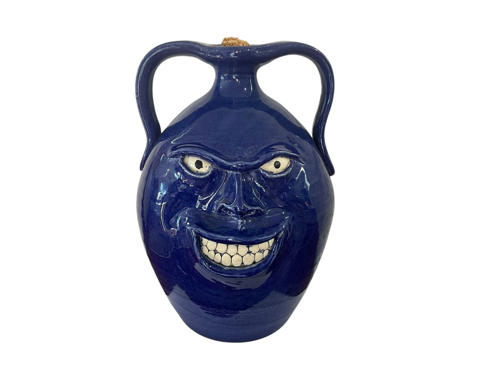 Large Steve Turpin Blue Double Face Jug 1995 “Bossey” (1 of 3)