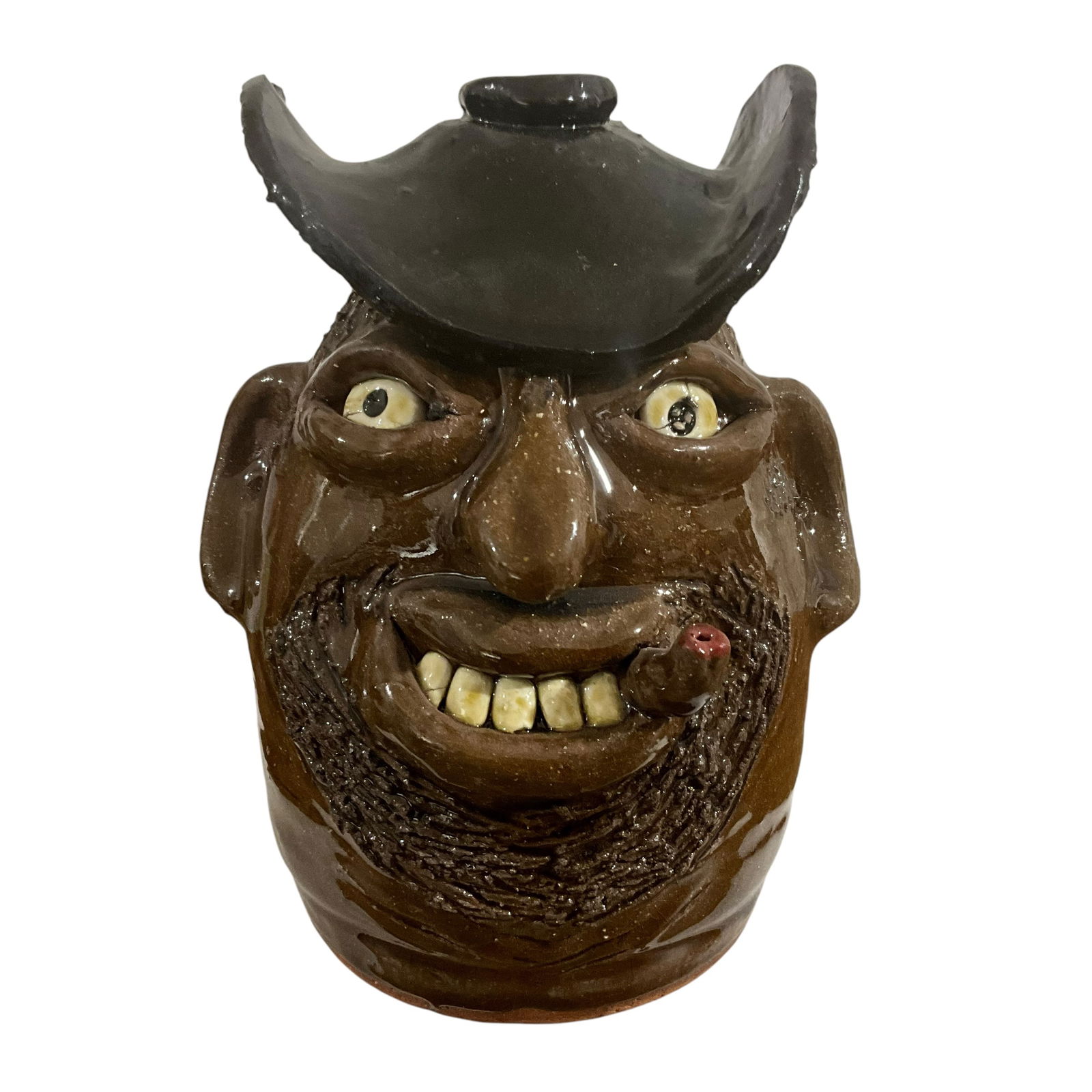 Flossie Meaders Bearded Cowboy Face Jug With Cigar & Hat (1 of 3)
