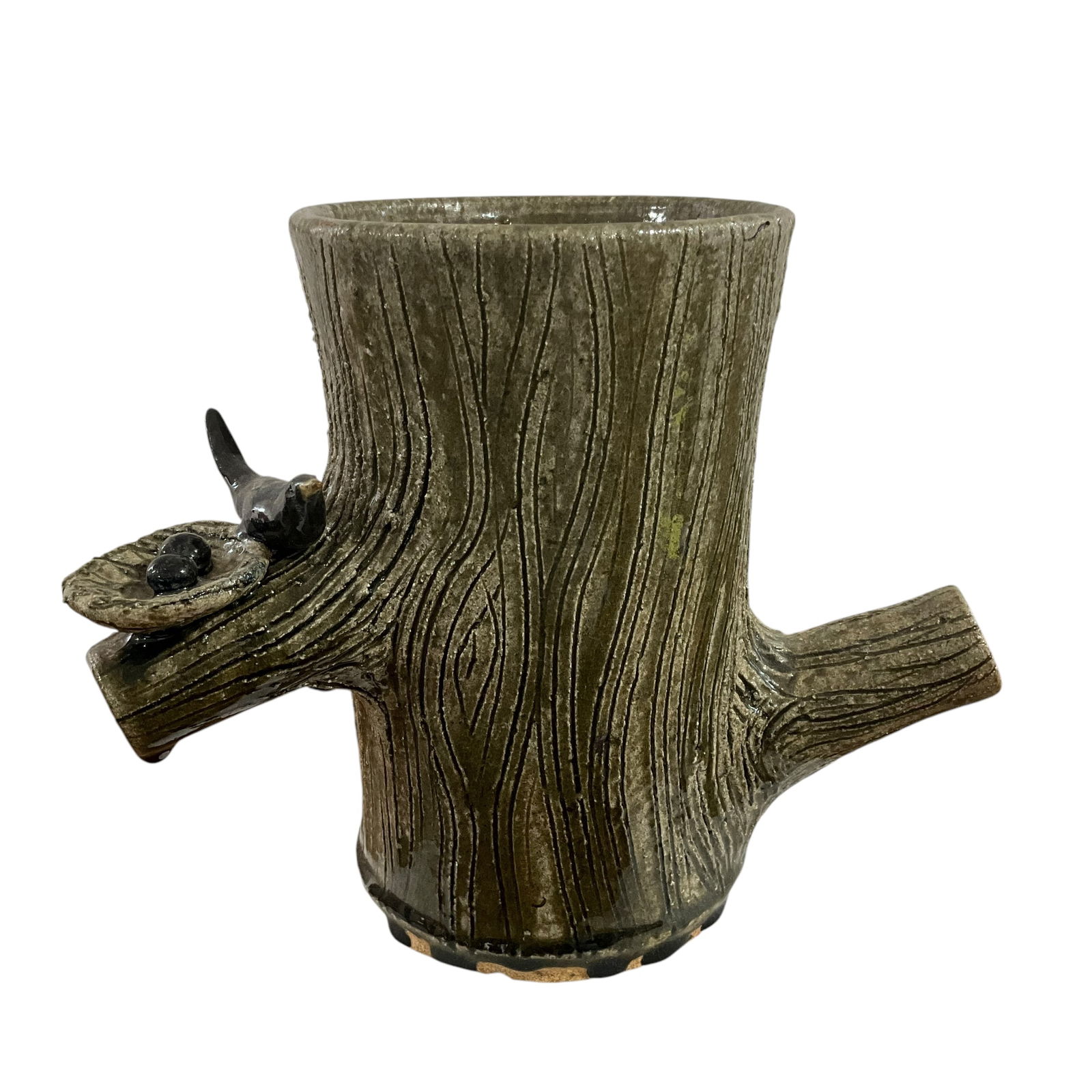 David Meaders Tree Stump Jug With Bird (1 of 3)