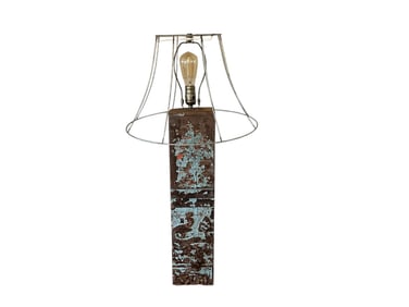 Awesome Architectural Salvage Table Lamp With Wire Shade