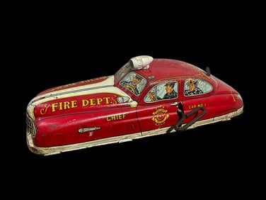 Vintage Marx Tin Fire Dept Auto Car