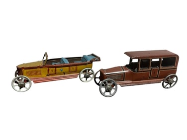 Two German Penny Toy Cars Marked GF (Fischer)