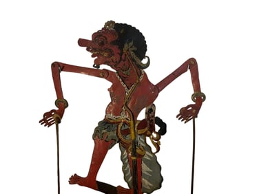 Antique Paint Decorated 'Wayang Kulit' Shadow Puppet