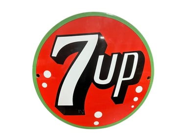 7up Porcelain Enamel Round Contoured Sign