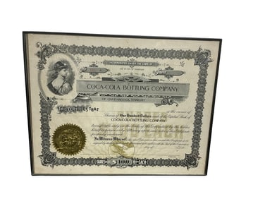 Coca Cola Bottling Stock Certificate - Unissued 1928 $100 Share Gold Seal