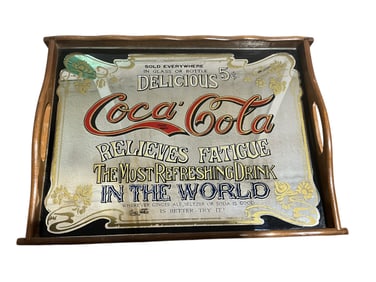 1970's Coca Cola Wooden Mirrored Tray