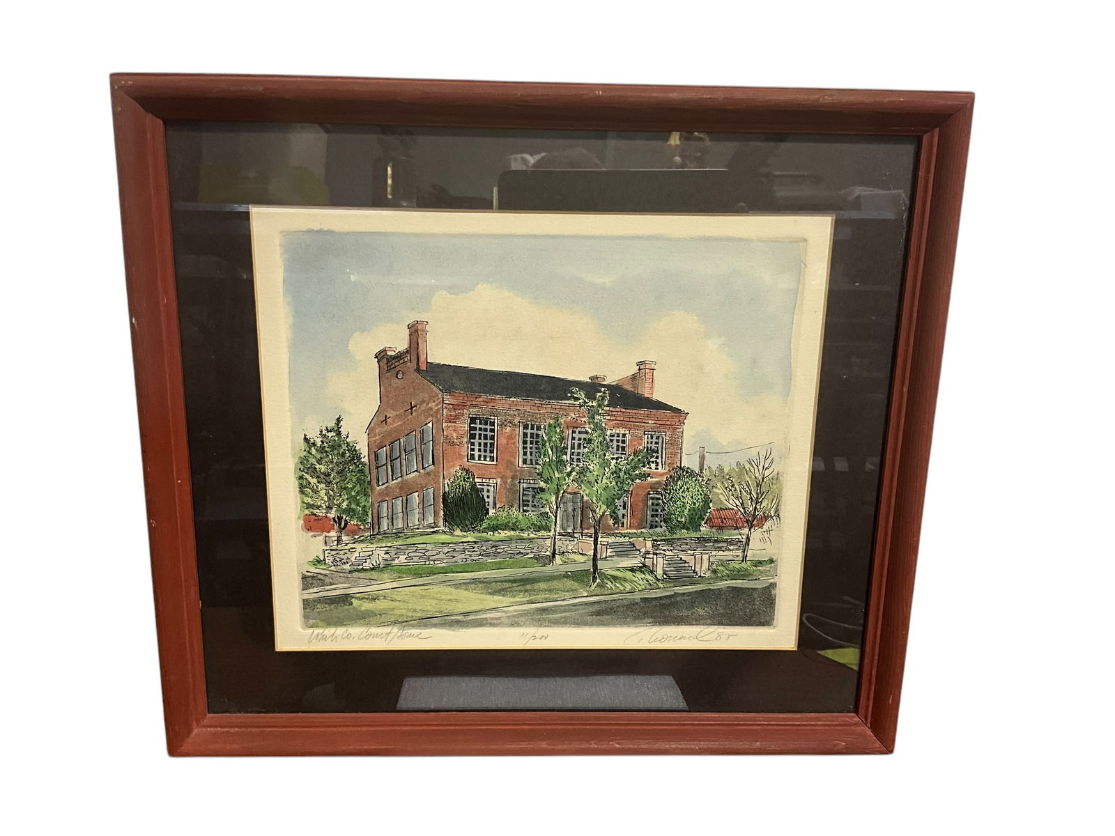 Charles Leonard Signed & Numbered Watercolor WHITE COUNTY COURTHOUSE