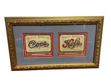 Framed Pre 1900 French Coca Kola Label Set
