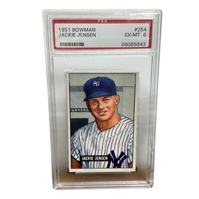 Jackie Jensen 1951 Bowman Baseball Card PSA Graded EX-MT 6